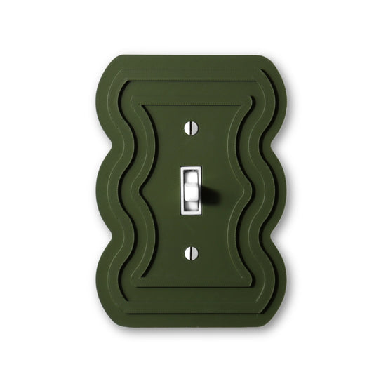 Wavy Line Switch Plate - lellume - Wavy Line Switch Plate - 1-Gang Toggle / Olive Green