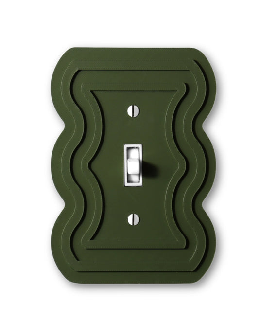 Wavy Line Switch Plate - lellume - Wavy Line Switch Plate - 1-Gang Toggle / Olive Green