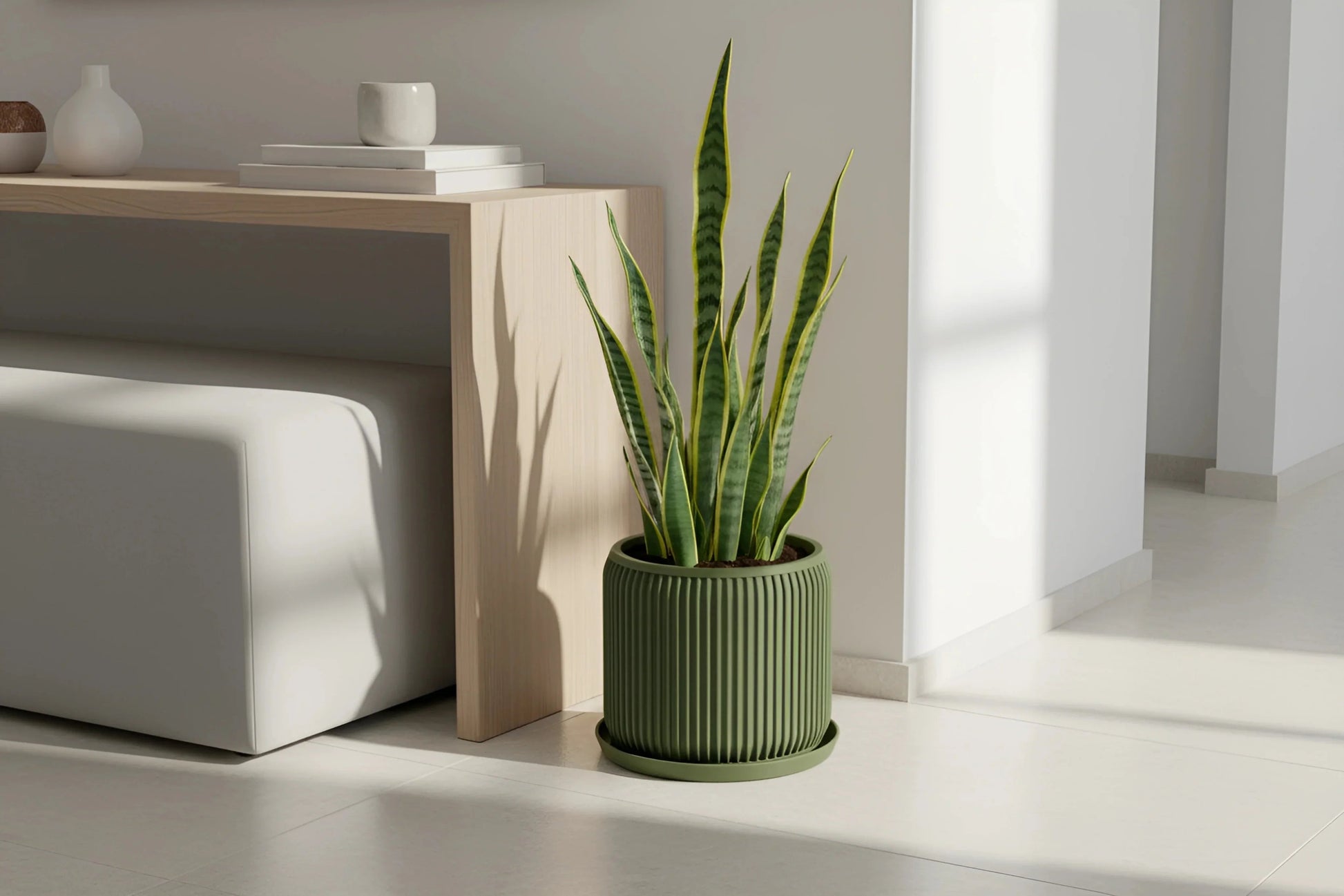 Terra Olive Green Planter - lellume
