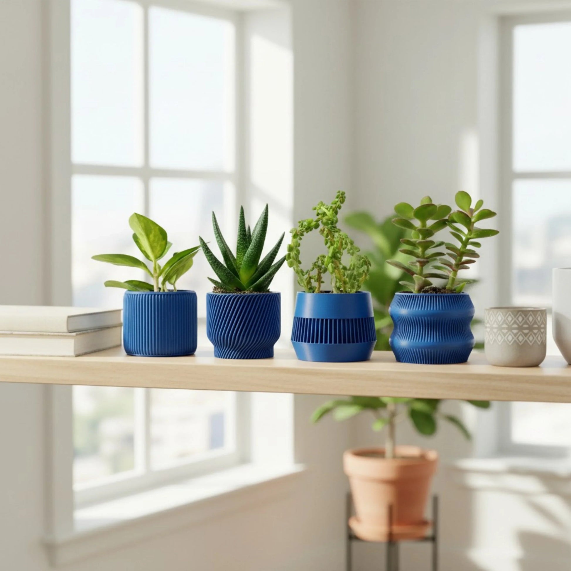 Navy Blue Succulent Planter Set of 4 - lellume