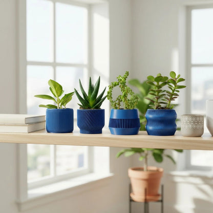 Navy Blue Succulent Planter Set of 4 - lellume