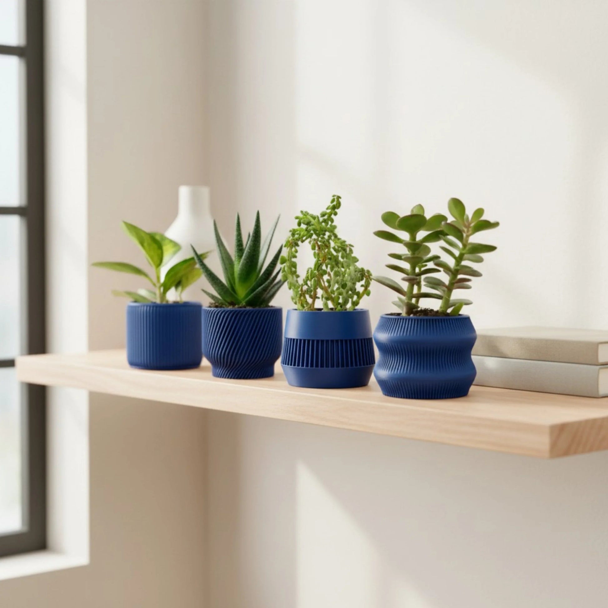 Navy Blue Succulent Planter Set of 4 - lellume