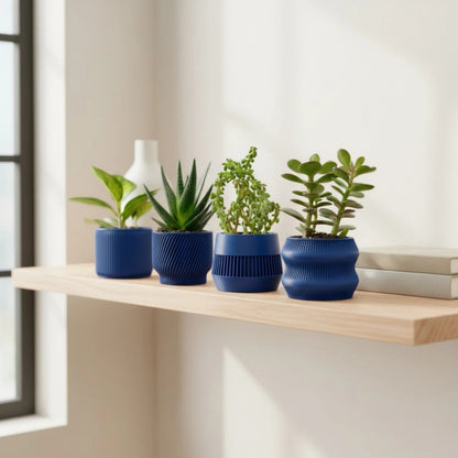 Navy Blue Succulent Planter Set of 4 - lellume