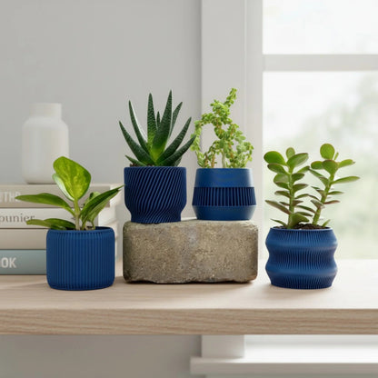 Navy Blue Succulent Planter Set of 4 - lellume