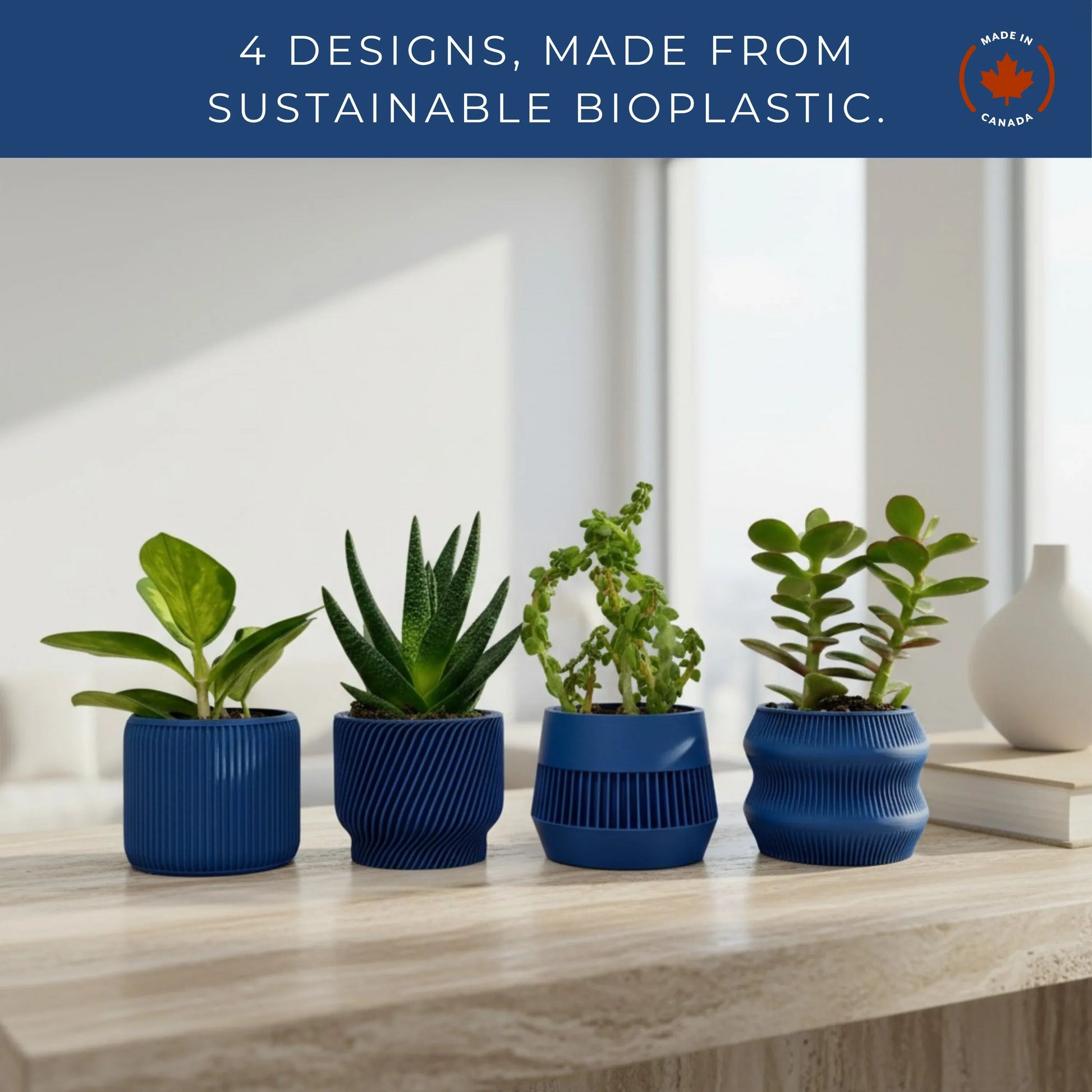 Navy Blue Succulent Planter Set of 4 - lellume