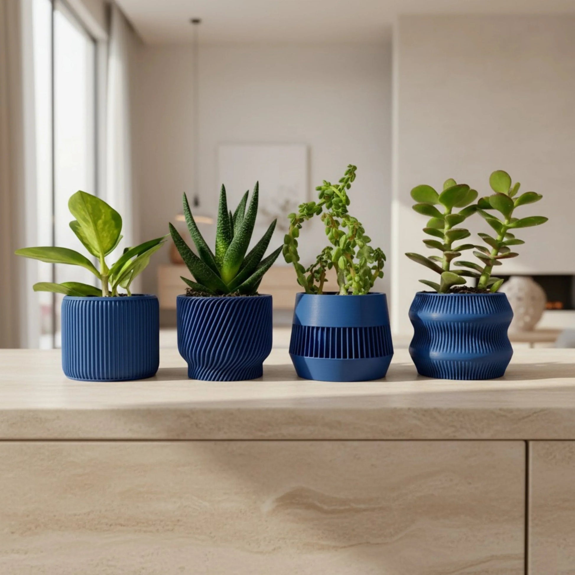 Navy Blue Succulent Planter Set of 4 - lellume
