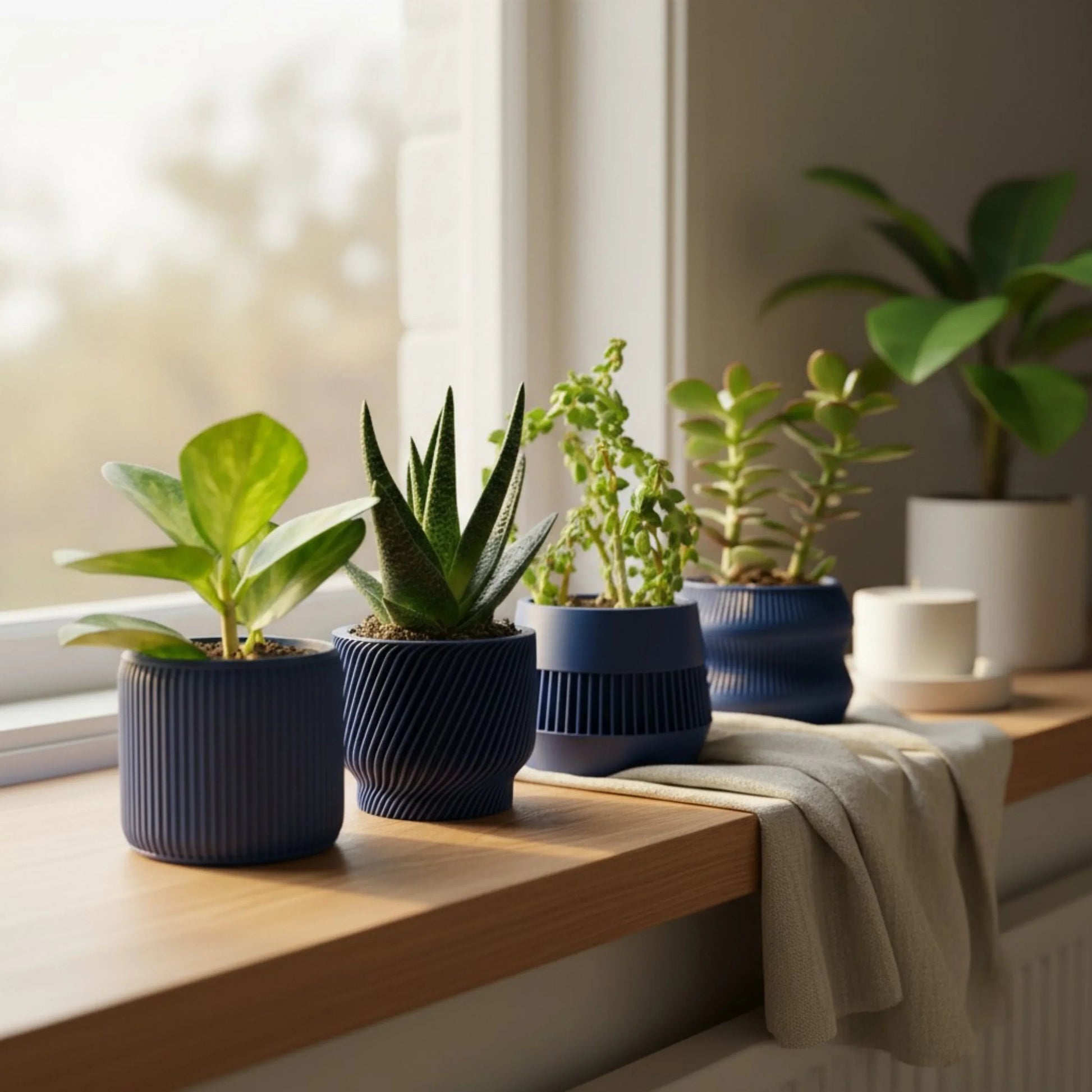 Navy Blue Succulent Planter Set of 4 - lellume