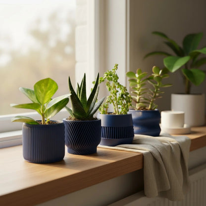 Navy Blue Succulent Planter Set of 4 - lellume