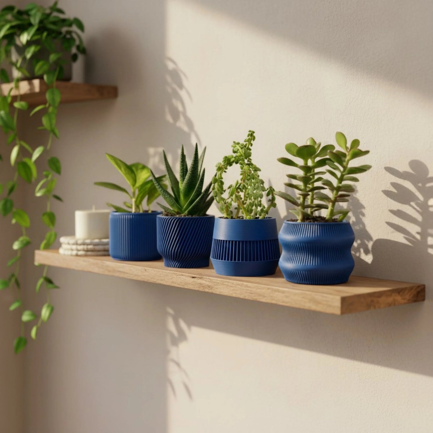 Navy Blue Succulent Planter Set of 4 - lellume
