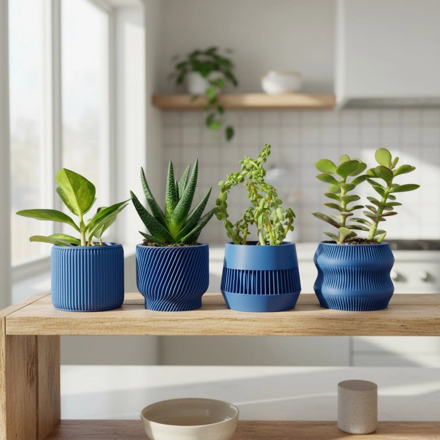 Navy Blue Succulent Planter Set of 4 - lellume