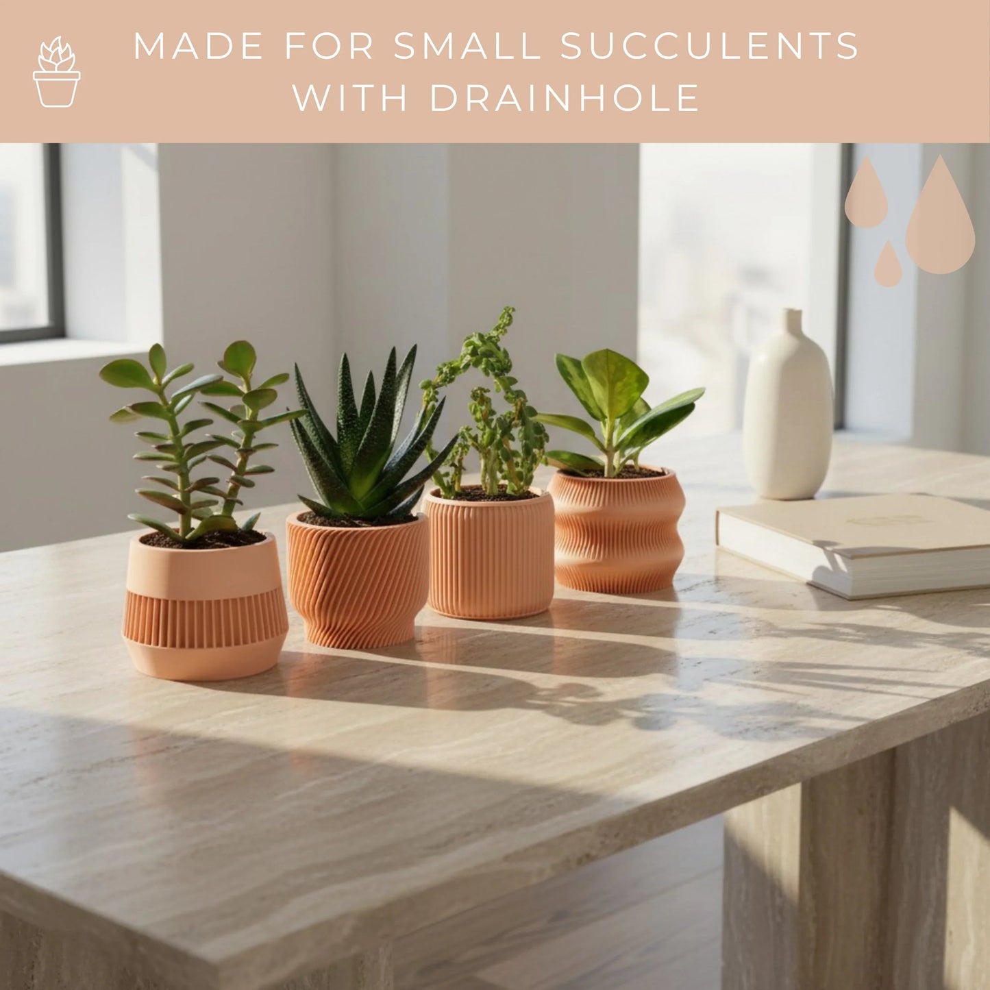 Peach Succulent Planter Set of 4 - lellume