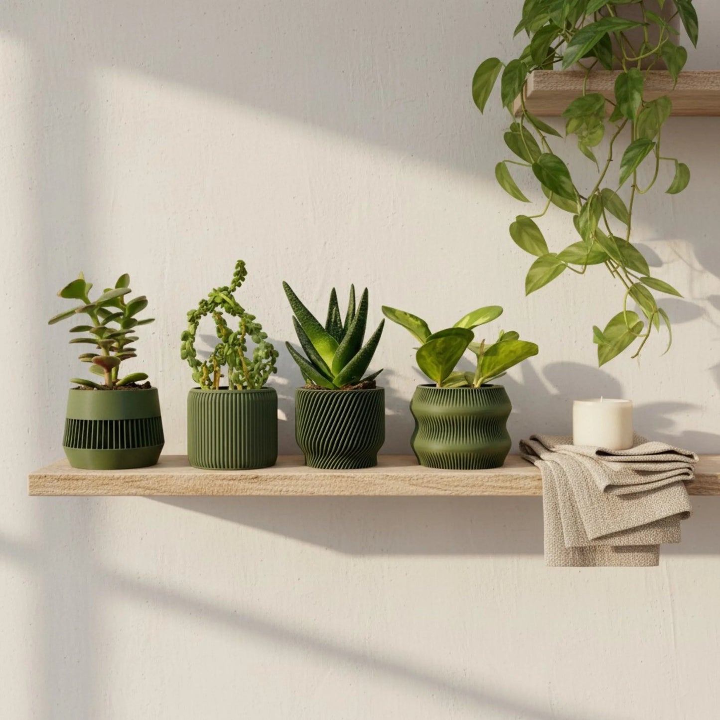 Olive Green Succulent Planter Set of 4 - lellume