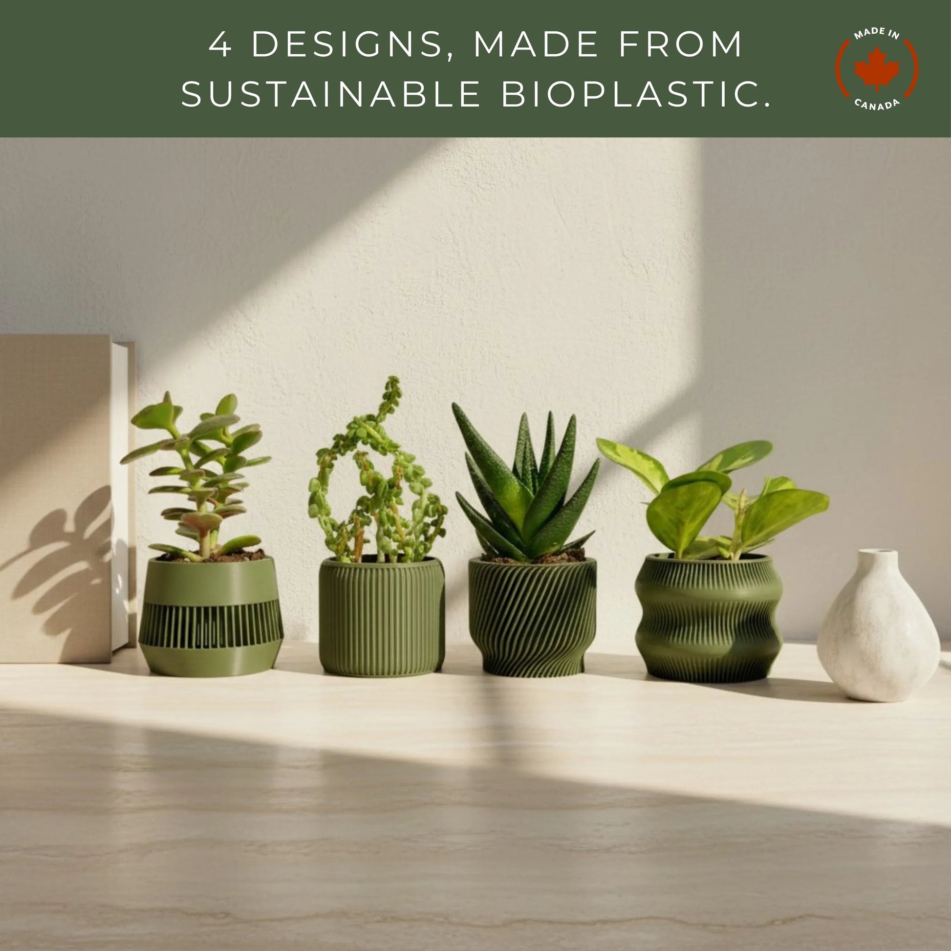 Olive Green Succulent Planter Set of 4 - lellume