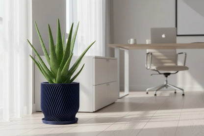 Flora Navy Blue Planter - lellume