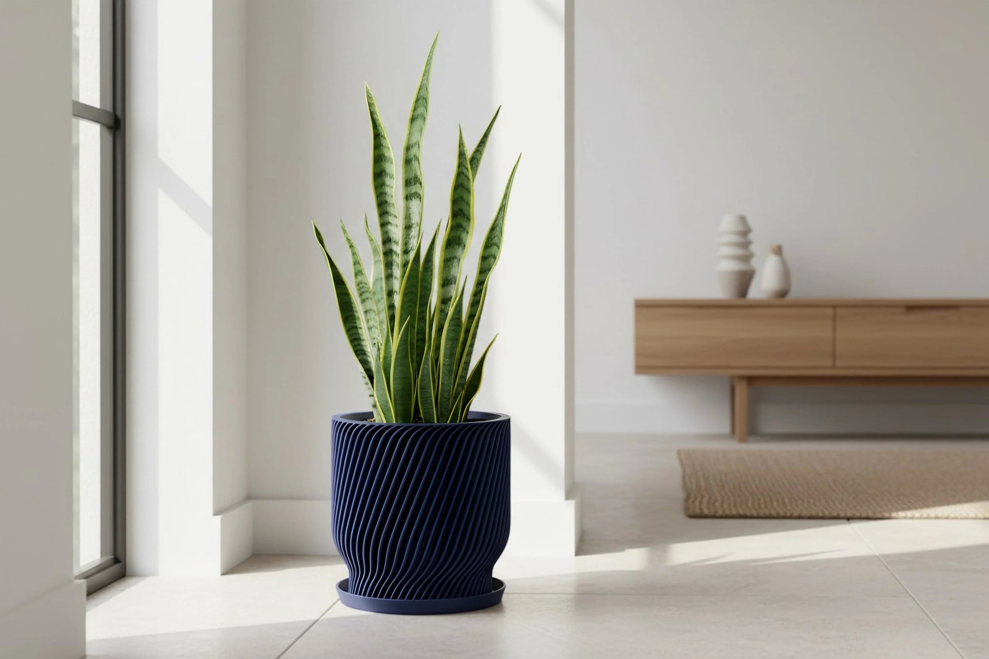 Flora Navy Blue Planter - lellume