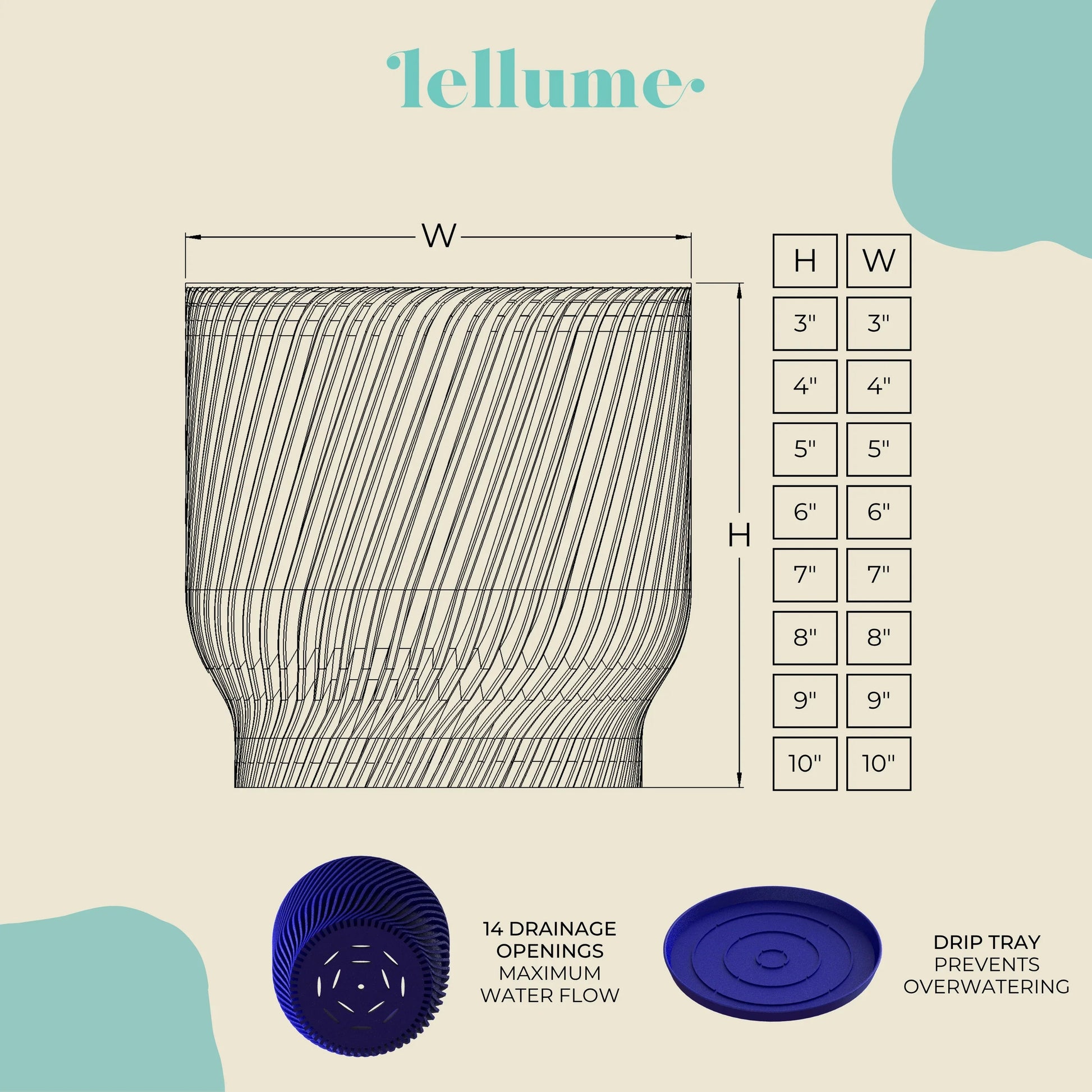 Flora Navy Blue Planter - lellume
