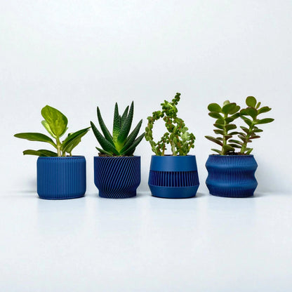 Navy Blue Succulent Planter Set of 4 - lellume