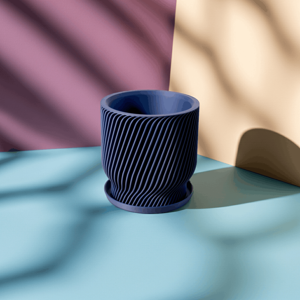 Flora Navy Blue Planter - lellume