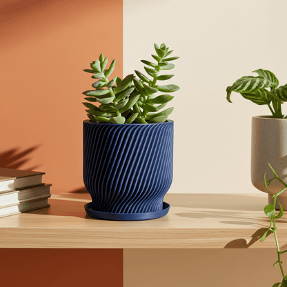 Flora Navy Blue Planter - lellume